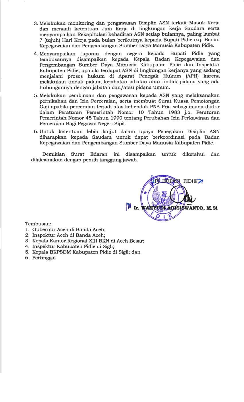 Surat Edaran Tentang Penegakan Disiplin Pegawai Aparatur Sipil Negara ...